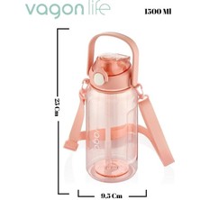 Vagonlife Su Matarası Pipetli / Pipetsiz Kullanım 1500 ml