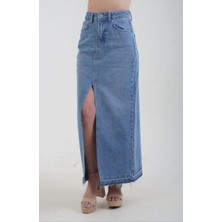 Zelish My Sister Önü Yırtmaçlı Midi Denim Etek