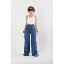 Zelish My Sister Yanı Çıtçıtlı Bol Paça Denim Pantolon