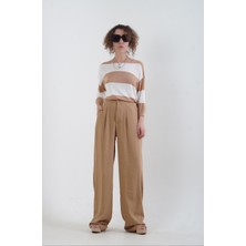 Zelish My Sister Camel Keten Karışımlı Palazzo Pantolon