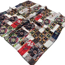 Cacharel Siyah  -  Kırmızı Etnik Desen Tivil İpek Eşarp 7204313  -  972