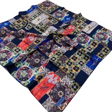 Cacharel Lacivert Etnik Desen Tivil İpek Eşarp 7204313  -  923