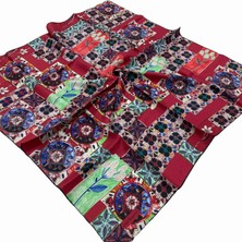 Cacharel Bordo Etnik Desen Tivil İpek Eşarp 7204313  -  915