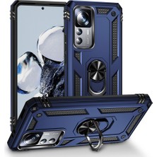 Case World Xiaomi Mi 12T Kapak Military Yüzüklü Stantlı Panzer Tank Kılıf - Lacivert