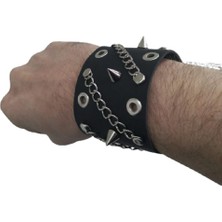 Metal Giyim Spayk Zincir Detaylı Bileklik
