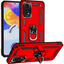 Kzy Xiaomi Redmi Note 12 Pro 4g Kapak Military Yüzüklü Stantlı Panzer Tank Kılıf - Kırmızı