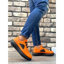 BA0302 Kalın Taban Bağcıksız Tarz Casual Turuncu Erkek Ayakkabı