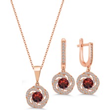 Molenga Stil Gümüş Kolye-Kupe Takı Seti Girdap