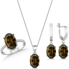 Molenga Zultanit Gümüş Takı Seti 925 Ayar