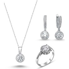 Molenga Zirkon Taşlı Kadın Gümüş Takı Seti