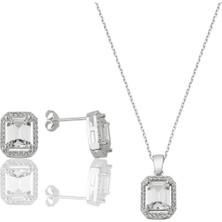 Molenga Baget Taşlı Gümüş Takı Seti Ikili