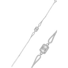 Molenga Kadın Zirkon Baget Taşlı Model 925 Ayar Gümüş Bileklik