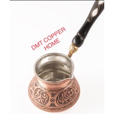 Dmt Copper Home 6 Kişilik Bakır El Ağır İşlemeli Sedef Kulplu Türk Kahve Cezvesi Kalay Kaplama