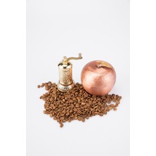 Dmt Copper Home El Işi Bakır  Elma Motif Türk Kahve Saklama Kabı El Dövmesi (Çap 8,5 Cm)Kahve Değirmeni Hediyeli