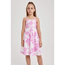 DeFacto Kız Çocuk Desenli Pamuklu Askılı Elbise B0674A8NS