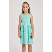 DeFacto Kız Çocuk Desenli Pamuklu Kolsuz Elbise B0673A8NS