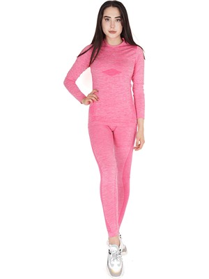Fore Sport Kadın Pembe Melanj Uzun Kollu Seamless Dikişsiz Alt Üst Fıtness Takımı