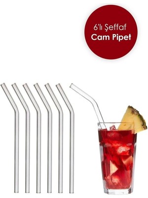 New Brend Home Şeffaf Cam Eğimli Pipet, 9 mm Cam Pipet , Sağlıklı Kaliteli Temizleme Fırcası Hediyeli