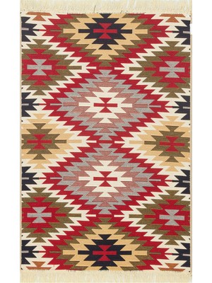 Eko Halı Arya Kilim AR33 Red Çift Taraflı Etnik Desenli Dokuma Kilim