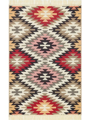 Eko Halı Arya Kilim AR33 Red Çift Taraflı Etnik Desenli Dokuma Kilim