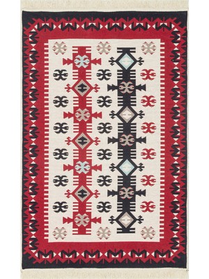 Eko Halı Arya Kilim Ar 32 Red Çift Taraflı Etnik Desenli Dokuma Kilim