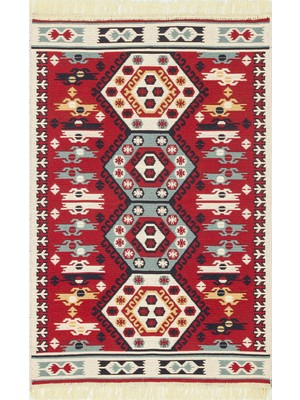 Eko Halı Arya Kilim Ar 30 Red Çift Taraflı Etnik Desenli Dokuma Kilim