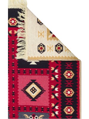 Eko Halı Arya Kilim Ar 28 Red Çift Taraflı Etnik Desenli Dokuma Kilim