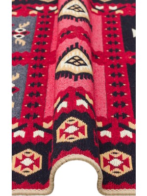 Eko Halı Arya Kilim Ar 28 Red Çift Taraflı Etnik Desenli Dokuma Kilim