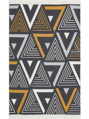 Eko Halı Arya Ar 18 Yellow Grey Çift Taraflı Modern Desenli Dokuma Kilim