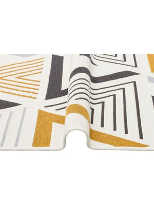 Eko Halı Arya Ar 18 Yellow Grey Çift Taraflı Modern Desenli Dokuma Kilim