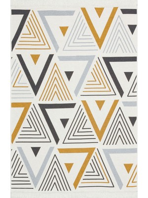 Eko Halı Arya Ar 18 Yellow Grey Çift Taraflı Modern Desenli Dokuma Kilim