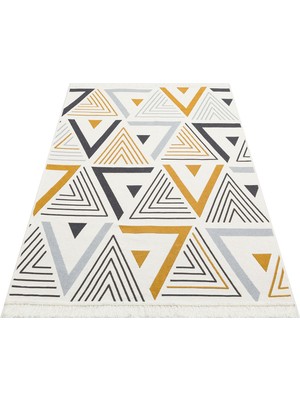 Eko Halı Arya Ar 18 Yellow Grey Çift Taraflı Modern Desenli Dokuma Kilim