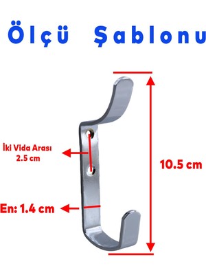 Badem10 Çengel Metal Portmanto Vestiyer Duvar Dolap Elbise Askısı Krom Mobilya Kapı Askılığı Aparatı