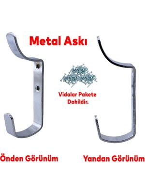 Badem10 Çengel Metal Portmanto Vestiyer Duvar Dolap Elbise Askısı Krom Mobilya Kapı Askılığı Aparatı