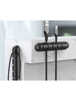 Conocer 5'li Kablo Tutucu Ofis Dekorasyonu Kablo Düzenleyici Organizer Siyah