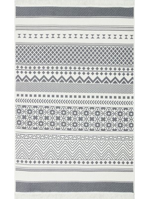 Eko Halı Arya Ar 05 Grey Çift Taraflı Etnik Desenli Dokuma Kilim