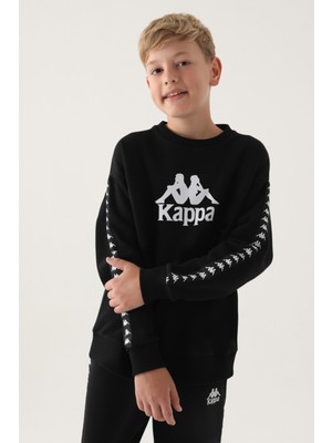 Kappa Siyah Bisiklet Yaka Kol Baskı Detay Erkek Çocuk Sweatshirt