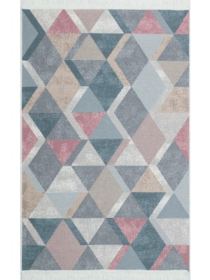 Eko Halı Arya Kilim Ar 10 Blue Pınk Çift Taraflı Modern Desenli Dokuma Kilim