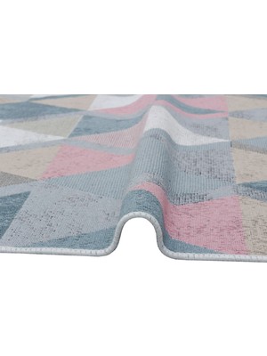 Eko Halı Arya Kilim Ar 10 Blue Pınk Çift Taraflı Modern Desenli Dokuma Kilim