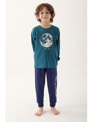 RolyPoly Koyu Ördek Yeşili Erkek Çocuk Uzun Kol Pijama Takım