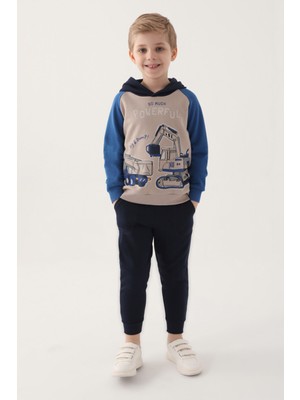 RolyPoly Powerful Gri Mavi Erkek Çocuk Eşofman Takımı