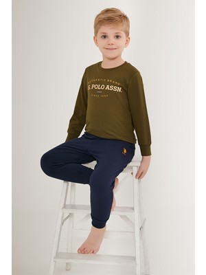 U.S. Polo Assn. Shiny Lacivert Erkek Çocuk Uzun Kol Pijama Takım