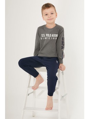 U.S. Polo Assn. Cute Nice Gri Erkek Çocuk Uzun Kol Pijama Takım