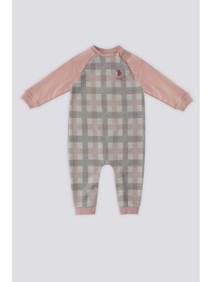 U.S. Polo Assn. Pudra Ekose Desen Bebek Tulum