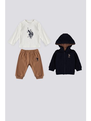 U.S. Polo Assn. Lacivert Fermuarlı Bebek 3'lü Takım