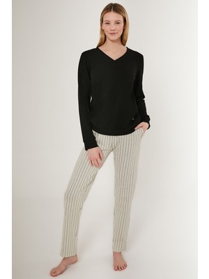 Pierre Cardin 8756-S Kadın Uzun Kol Pijama Takım