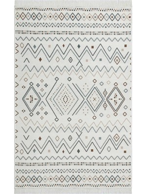 Eko Halı Arya Ar 05 Beıge Blue Çift Taraflı Modern Desenli Dokuma Kilim