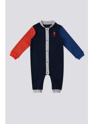 U.S. Polo Assn. Lacivert Garnili Ön Çıtçıtlı Bebek Tulum