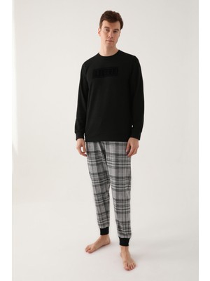Arnetta Privata Siyah Erkek Uzun Kol Pijama Takım