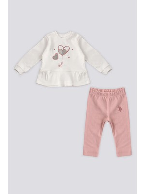 U.S. Polo Assn. Krem Kalp Nakışlı Bebek 2'li Takım